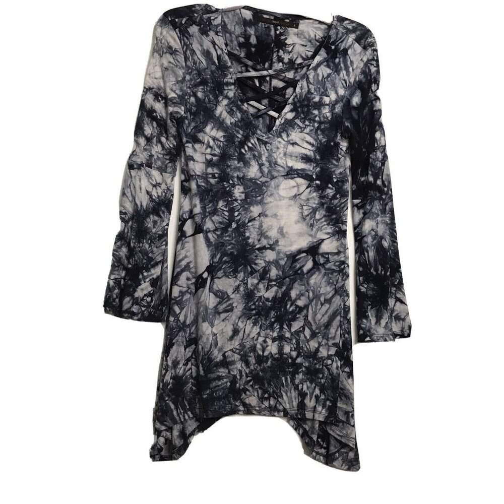 Tie-Dye Long-Sleeve Crisscross Tunic Top By Hazel Haze